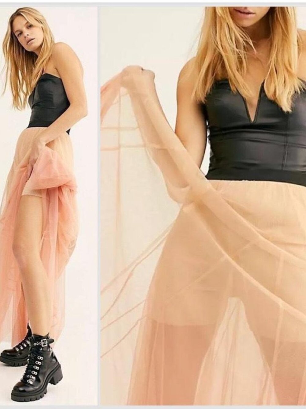 Free People FP One Rhea Tulle Maxi Skirt – Sunset Ombre – Size Large - Picture 3 of 16